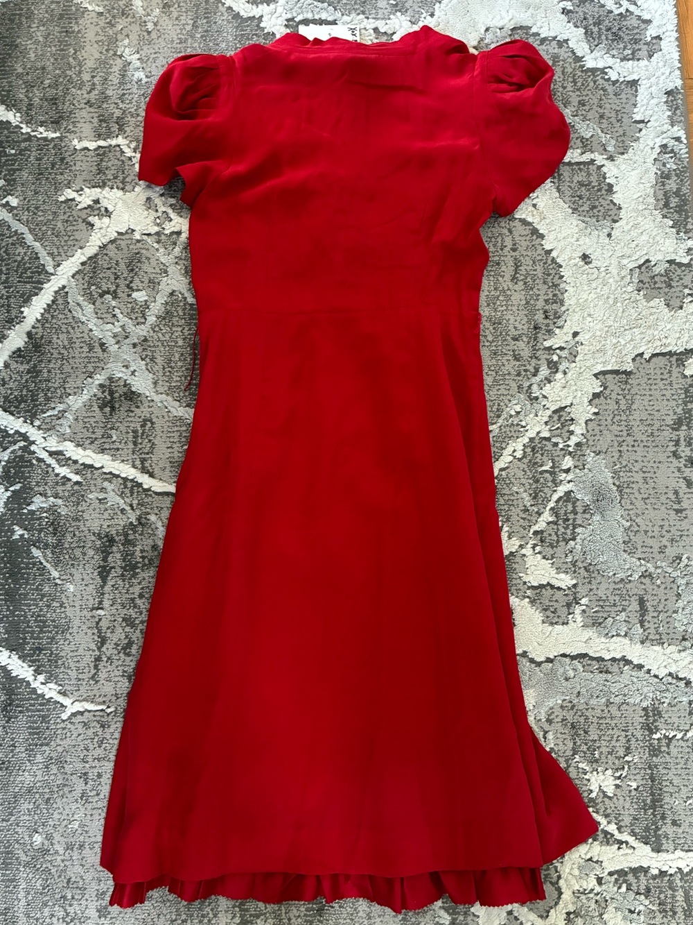 NWT vintage Betsy Johnson silk dress Sz 6 100% silk cherry red button retro 60s - Picture 2 of 10